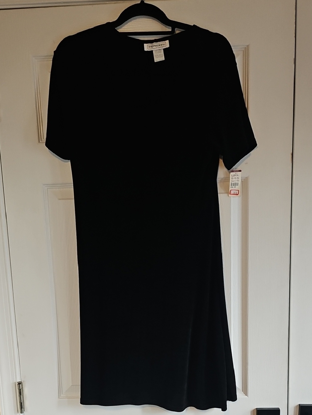 Impressions Black Short-Sleeve Midi Dress